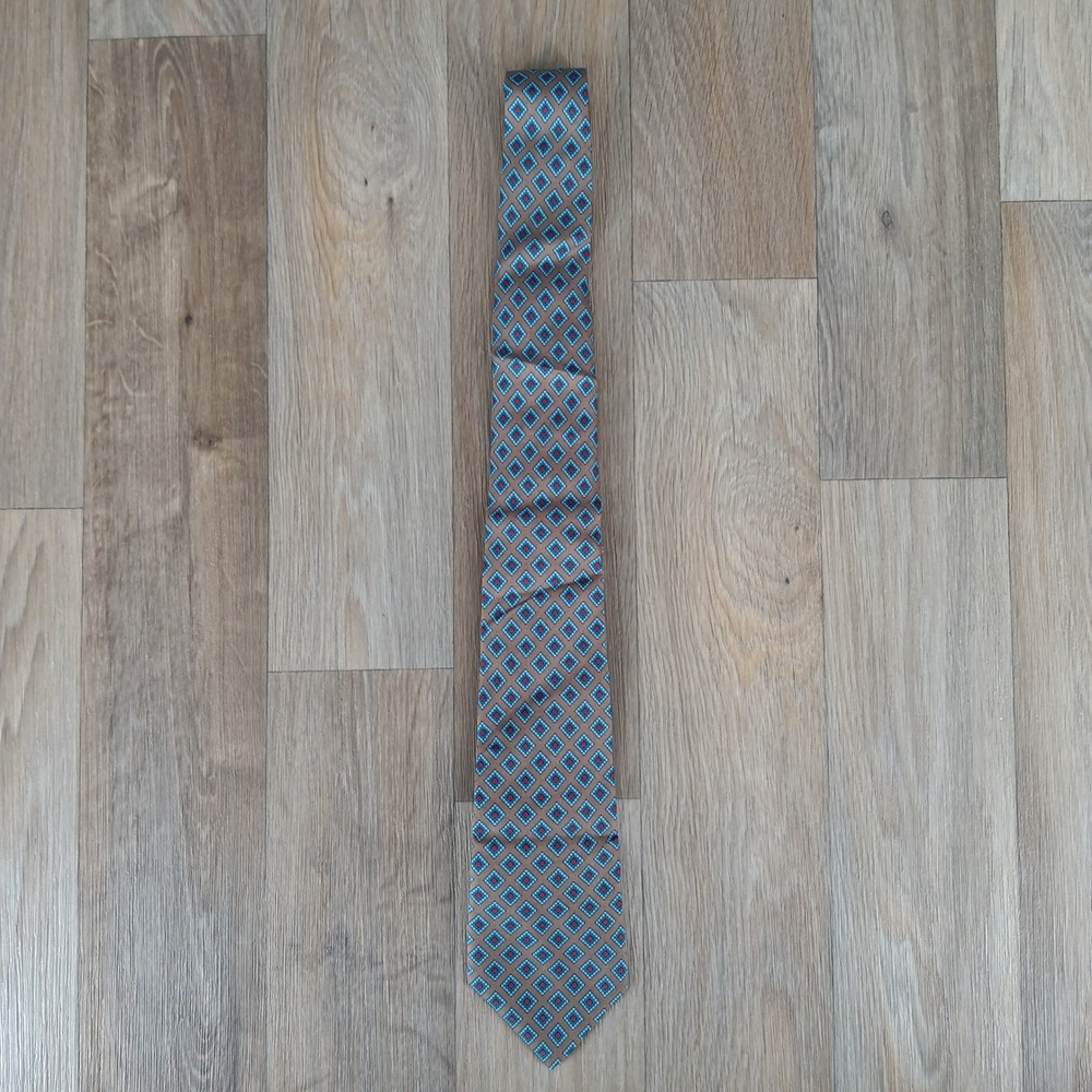 Ferrari Silk Necktie‎ Geometric Pattern Made in Italy Designer Mens Tie Vintage